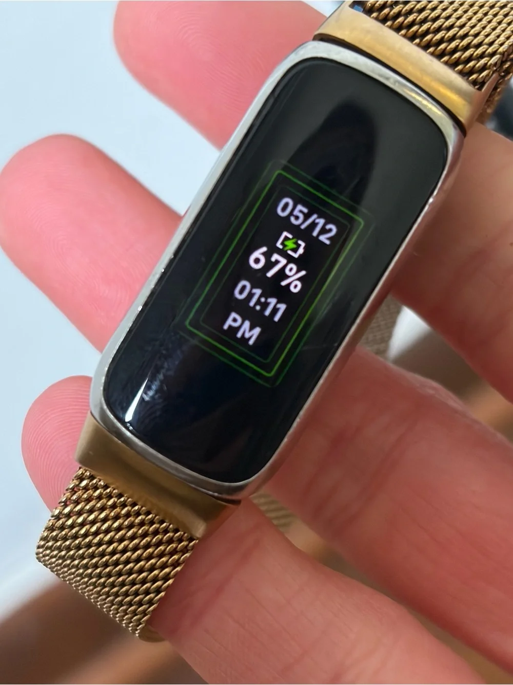 Fitbit Luxe Activity Tracker HR Watch with Gold Adjustable Band and Power Cord